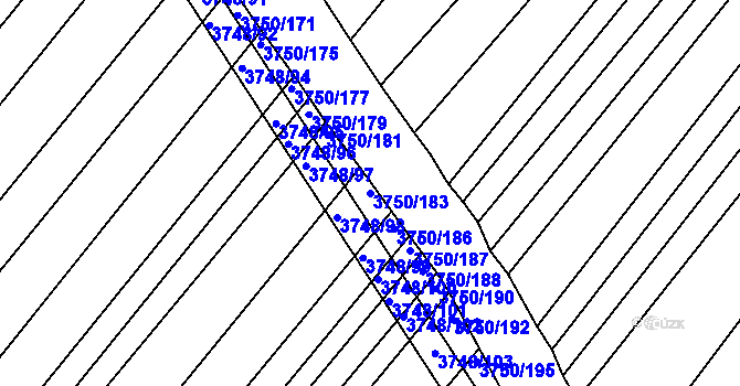 Parcela st. 3750/183 v KÚ Vracov, Katastrální mapa
