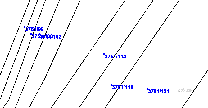 Parcela st. 3751/114 v KÚ Vracov, Katastrální mapa
