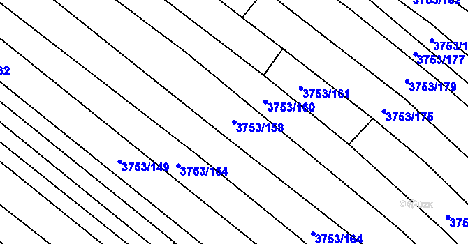 Parcela st. 3753/158 v KÚ Vracov, Katastrální mapa