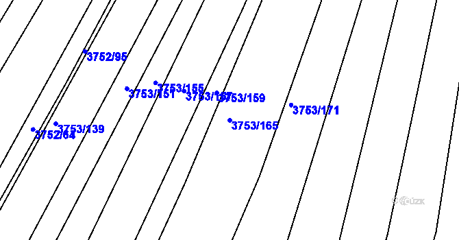 Parcela st. 3753/165 v KÚ Vracov, Katastrální mapa