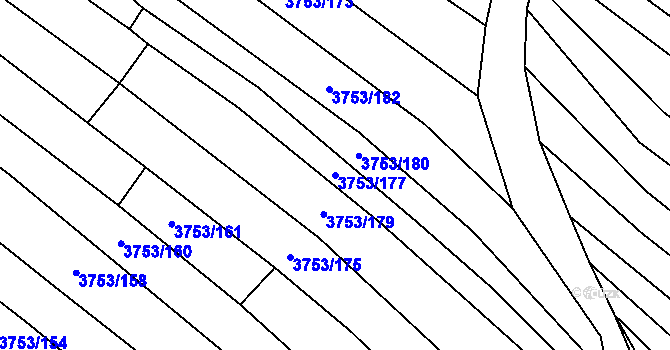 Parcela st. 3753/177 v KÚ Vracov, Katastrální mapa
