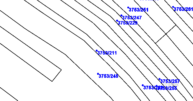 Parcela st. 3753/211 v KÚ Vracov, Katastrální mapa