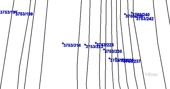 Parcela st. 3753/223 v KÚ Vracov, Katastrální mapa