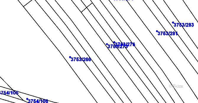 Parcela st. 3753/275 v KÚ Vracov, Katastrální mapa