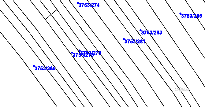 Parcela st. 3753/279 v KÚ Vracov, Katastrální mapa
