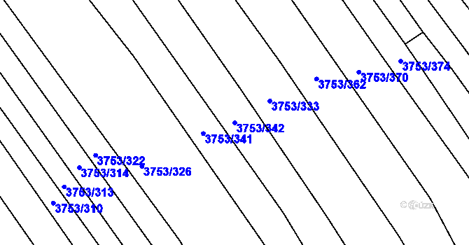 Parcela st. 3753/342 v KÚ Vracov, Katastrální mapa