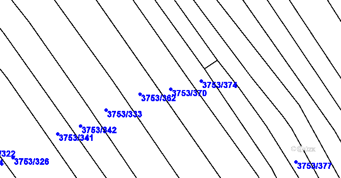 Parcela st. 3753/370 v KÚ Vracov, Katastrální mapa