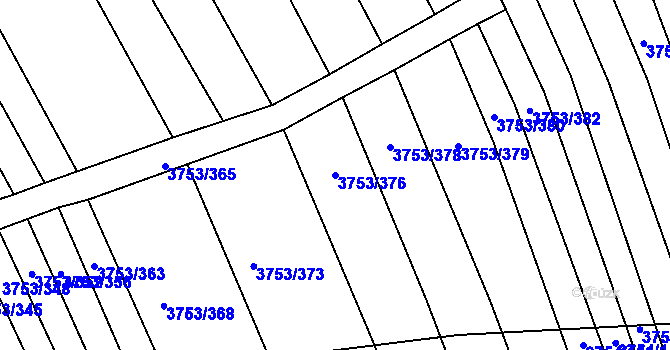 Parcela st. 3753/376 v KÚ Vracov, Katastrální mapa