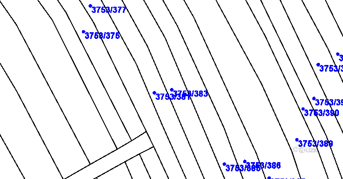 Parcela st. 3753/383 v KÚ Vracov, Katastrální mapa