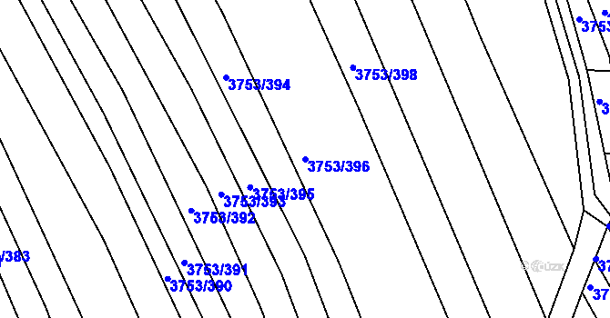 Parcela st. 3753/396 v KÚ Vracov, Katastrální mapa