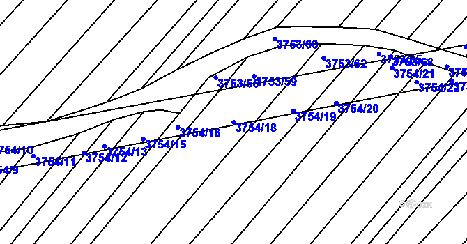 Parcela st. 3754/18 v KÚ Vracov, Katastrální mapa