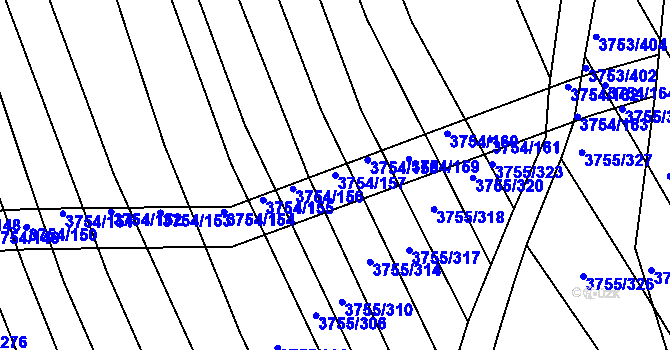 Parcela st. 3754/157 v KÚ Vracov, Katastrální mapa