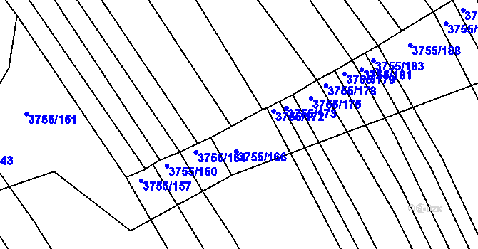 Parcela st. 3755/169 v KÚ Vracov, Katastrální mapa
