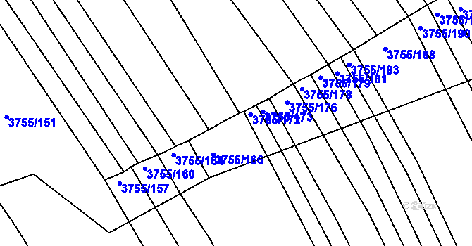 Parcela st. 3755/171 v KÚ Vracov, Katastrální mapa
