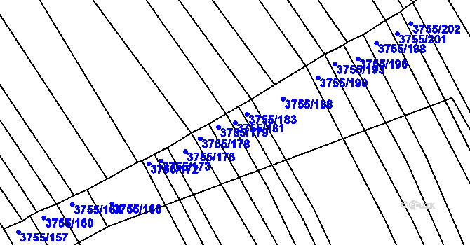 Parcela st. 3755/181 v KÚ Vracov, Katastrální mapa