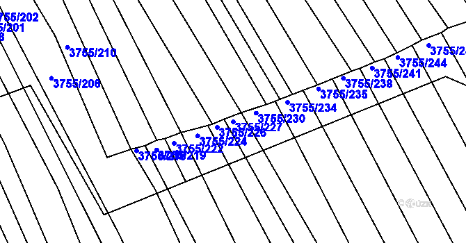 Parcela st. 3755/227 v KÚ Vracov, Katastrální mapa