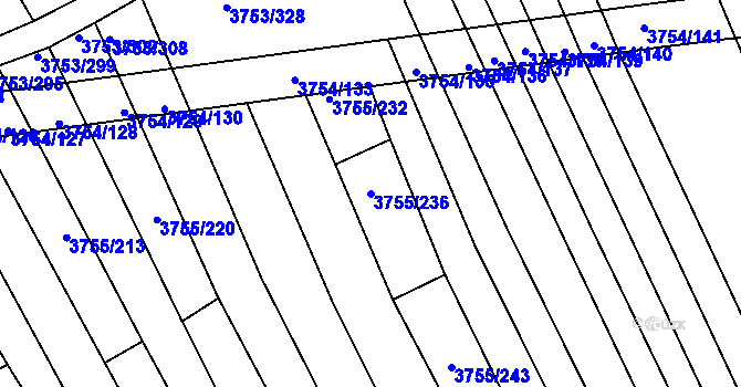 Parcela st. 3755/236 v KÚ Vracov, Katastrální mapa
