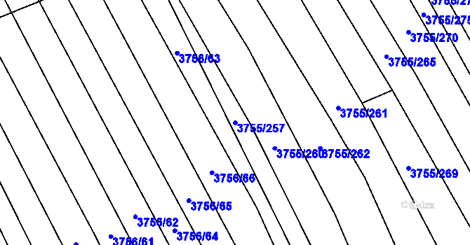 Parcela st. 3755/257 v KÚ Vracov, Katastrální mapa
