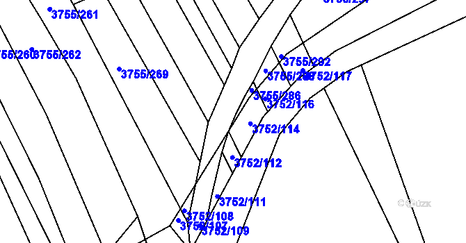 Parcela st. 3755/282 v KÚ Vracov, Katastrální mapa