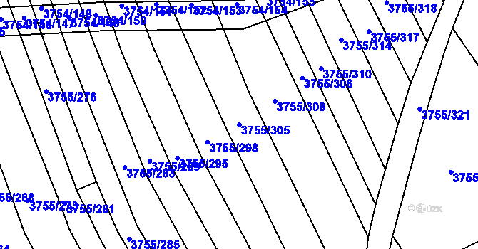 Parcela st. 3755/305 v KÚ Vracov, Katastrální mapa