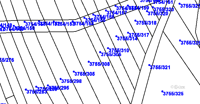 Parcela st. 3755/306 v KÚ Vracov, Katastrální mapa