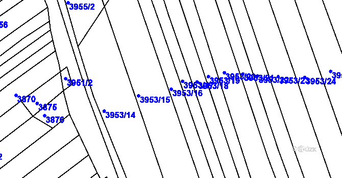 Parcela st. 3953/16 v KÚ Vracov, Katastrální mapa