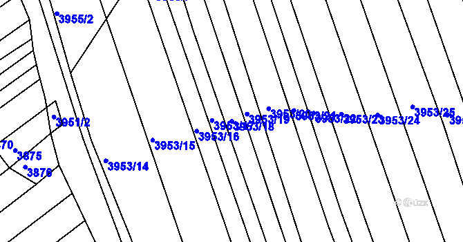 Parcela st. 3953/18 v KÚ Vracov, Katastrální mapa