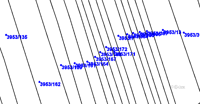 Parcela st. 3953/169 v KÚ Vracov, Katastrální mapa
