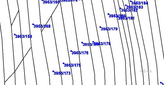 Parcela st. 3953/177 v KÚ Vracov, Katastrální mapa