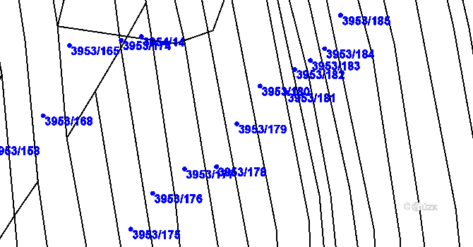 Parcela st. 3953/179 v KÚ Vracov, Katastrální mapa