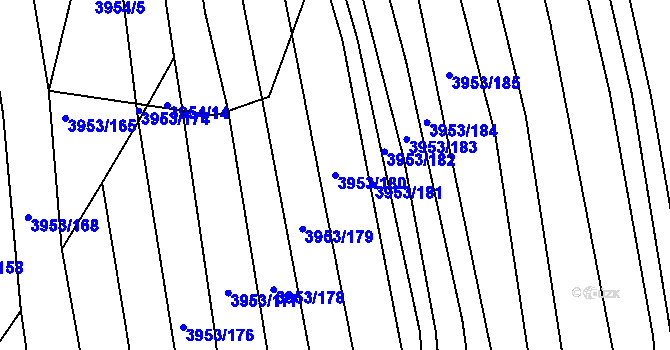 Parcela st. 3953/180 v KÚ Vracov, Katastrální mapa