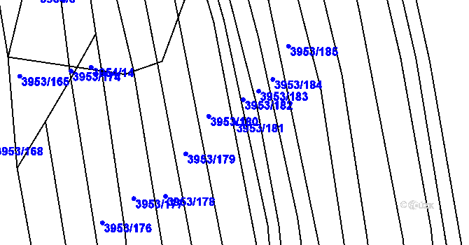 Parcela st. 3953/181 v KÚ Vracov, Katastrální mapa