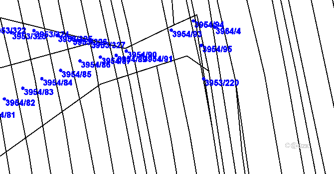 Parcela st. 3953/215 v KÚ Vracov, Katastrální mapa