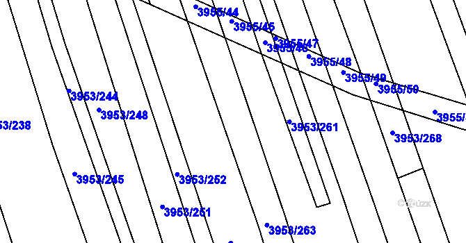 Parcela st. 3953/257 v KÚ Vracov, Katastrální mapa