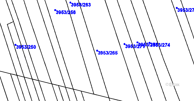 Parcela st. 3953/265 v KÚ Vracov, Katastrální mapa