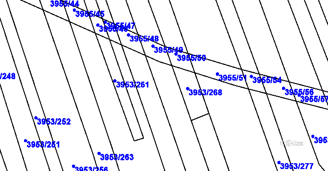 Parcela st. 3953/266 v KÚ Vracov, Katastrální mapa