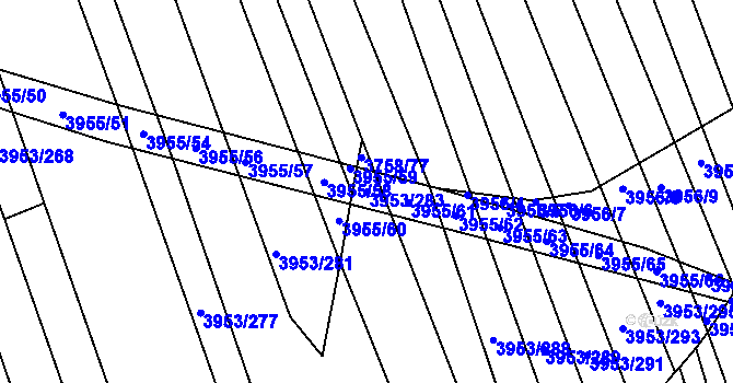 Parcela st. 3953/283 v KÚ Vracov, Katastrální mapa