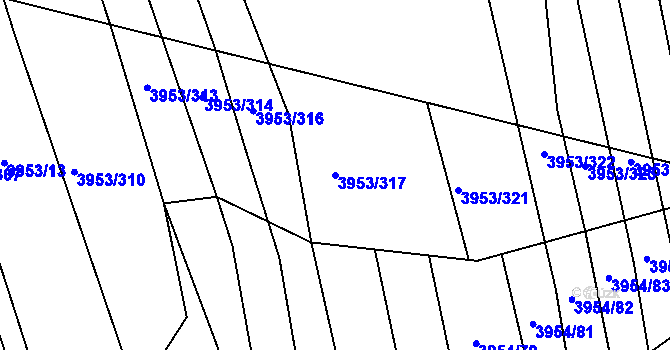 Parcela st. 3953/317 v KÚ Vracov, Katastrální mapa