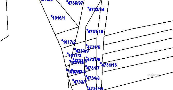 Parcela st. 4731/6 v KÚ Vracov, Katastrální mapa