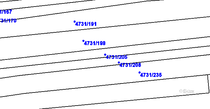 Parcela st. 4731/205 v KÚ Vracov, Katastrální mapa