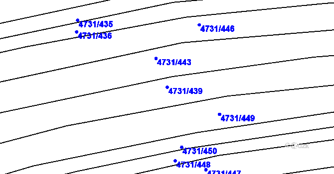 Parcela st. 4731/439 v KÚ Vracov, Katastrální mapa