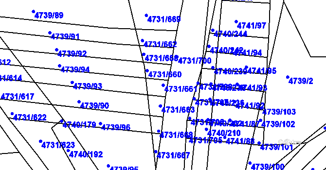 Parcela st. 4731/661 v KÚ Vracov, Katastrální mapa
