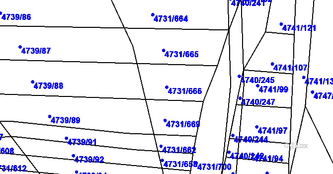 Parcela st. 4731/666 v KÚ Vracov, Katastrální mapa