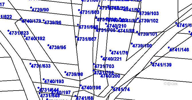 Parcela st. 4731/704 v KÚ Vracov, Katastrální mapa