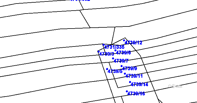 Parcela st. 4739/3 v KÚ Vracov, Katastrální mapa