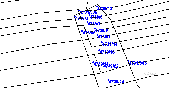 Parcela st. 4739/8 v KÚ Vracov, Katastrální mapa