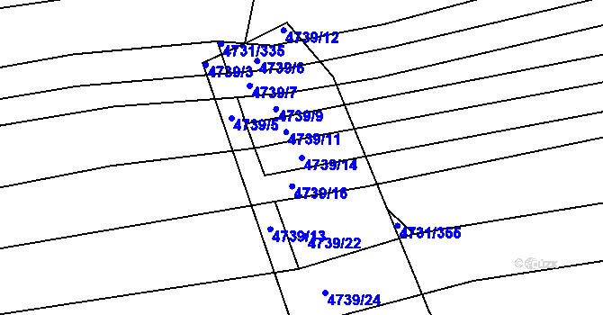 Parcela st. 4739/14 v KÚ Vracov, Katastrální mapa