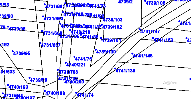Parcela st. 4739/100 v KÚ Vracov, Katastrální mapa