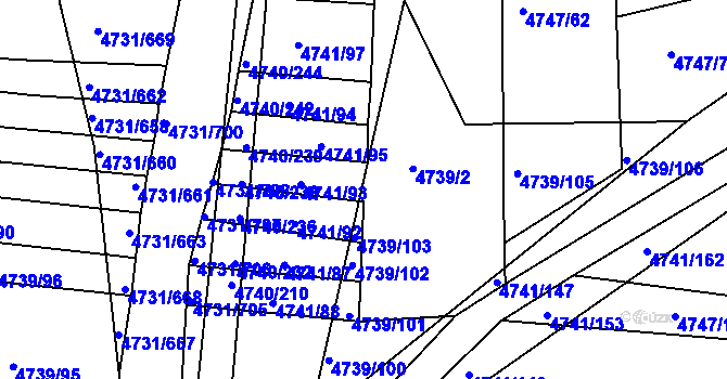 Parcela st. 4739/104 v KÚ Vracov, Katastrální mapa