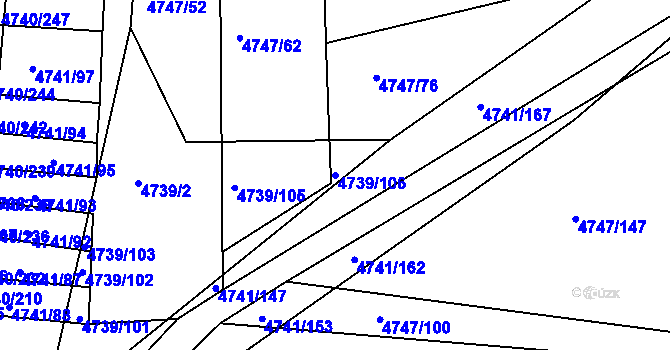 Parcela st. 4739/106 v KÚ Vracov, Katastrální mapa